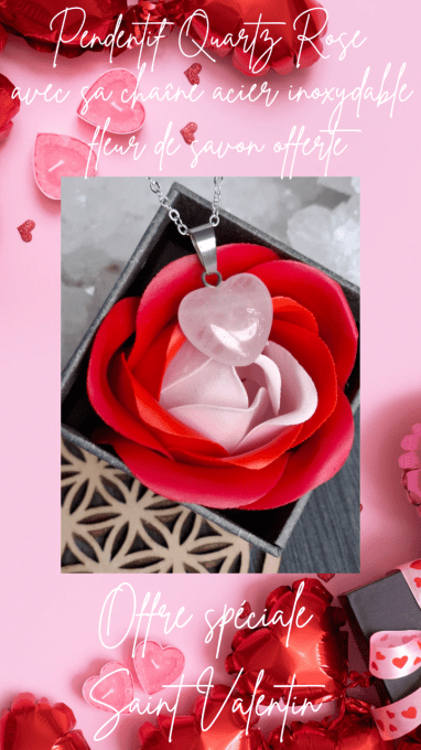 Offre St Valentin, Cœur quartz rose 
