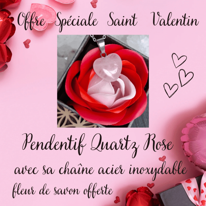 Offre St Valentin, Cœur quartz rose 