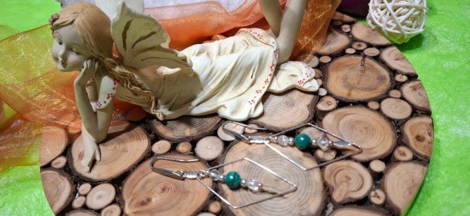 Losange malachite et cristaux swarovski