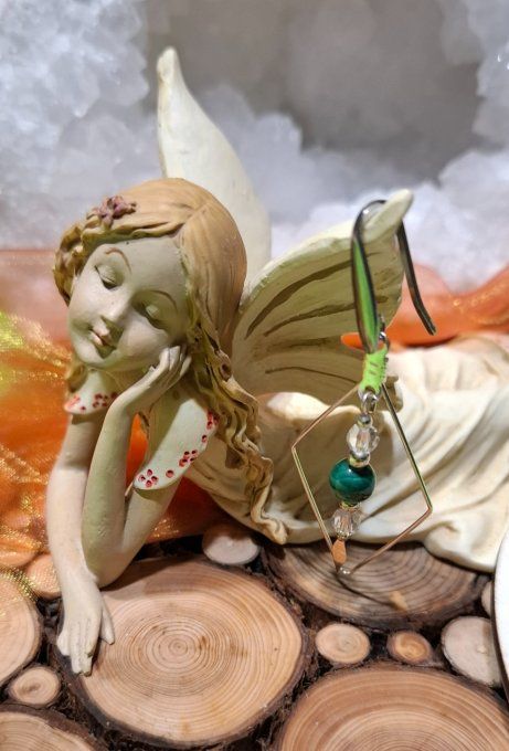 Losange malachite et cristaux swarovski