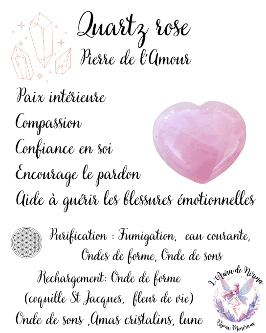 Cœur tendre Quartz rose et swarovski 