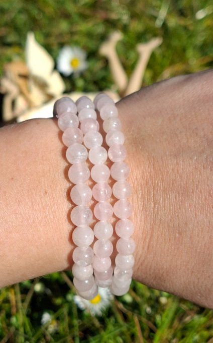 Bracelet Quartz rose 6mm