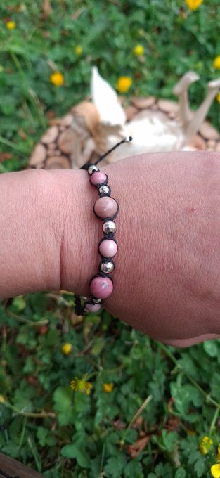 Bracelet macramé Rhodonite