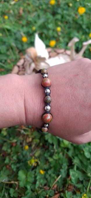 Bracelet macramé Unakite